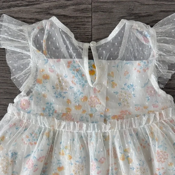 🌼RACHEL ZOE🌼 Floral Ruffle Sheer Overlay Dress, Size 3T - Picture 6 of 7